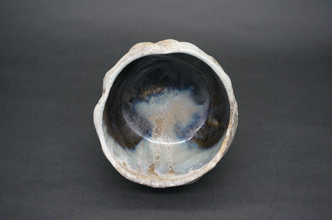 natural ash glaze kurimuki teabowl